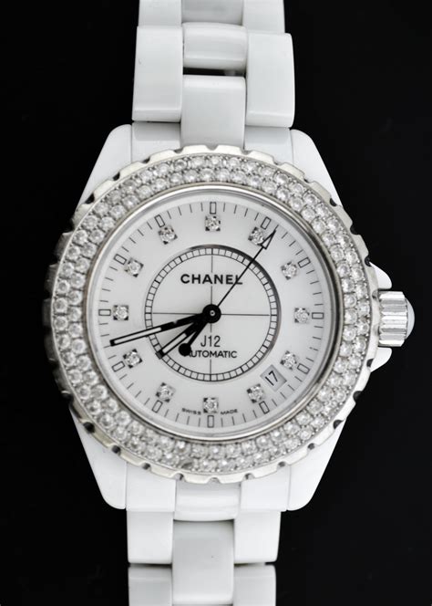 chanel j12 white ceramic diamond bezel watch|chanel j12 ceramic watch price.